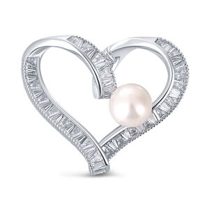 JwL Luxury Pearls Csillogó szív bross valódi gyönggyel és kristályokkal JL0695