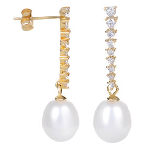 JwL Luxury Pearls Aranyozott gyöngy fülbevaló kristályokkal JL0405