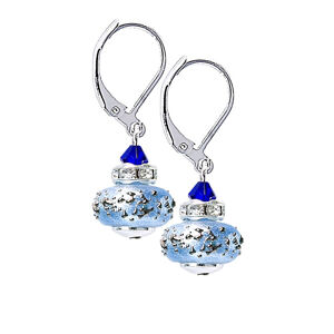 Lampglas Gyönyörű kék fülbevaló Triple Blue Lampglas ECU34 gyöngyből