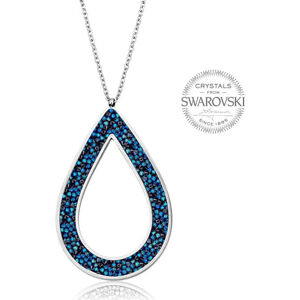 Levien Gyönyörű nyaklánc kristályokkal SS Rocks Pear 49 bermuda kék