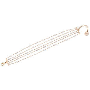Liu.Jo Rózsaszín aranyozott acél karkötő gyöngyökkel és kristállyal LJ1480