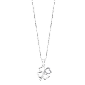 Lotus Silver Játékos ezüst nyaklánc színtiszta cirkónium kövekkel négylevelű lóhere LP3305-1/1