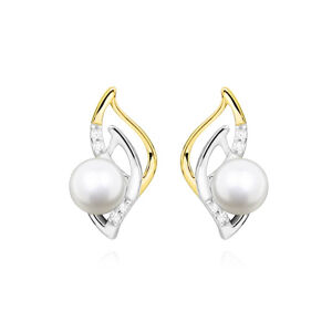 MOISS Elegáns ezüst bicolor fülbevalók valódi gyöngyökkel EP000163