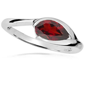 MOISS Elegáns ezüst gyűrű piros gránáttal RG000 52 mm