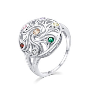 MOISS Játékos ezüst gyűrű színes cirkónium kővel R00021 65 mm