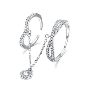 MOISS Luxus dupla ezüst gyűrű cirkónium kövekkel R00022 49 mm