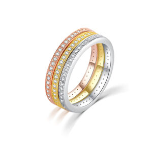 MOISS Tricolor ezüst gyűrű szett cirkónium kövekkel R00020 57 mm