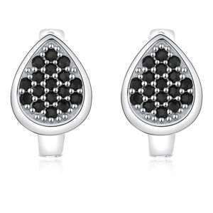MOISS Csillogó ezüst fülbevaló fekete cirkónium kövekkel E0000210
