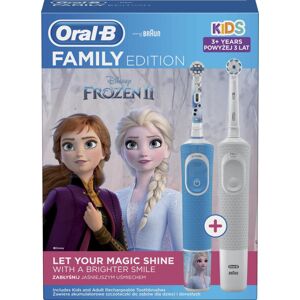 Oral B Elektromos fogkefe készlet Vitality D100 Bulldog Sensitive White + D100 Frozen Family pack