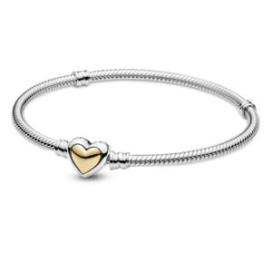Pandora Ezüst bicolor karkötő szívvel  Moments 599380C00 19 cm