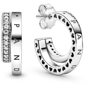 Pandora Elegáns ezüst fülbevaló Pavé  Double  Hoop 299056C01