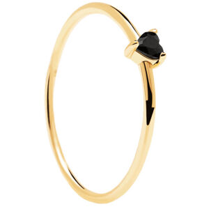 PDPAOLA Gyengéd aranyozott gyűrű szívvel Black Heart Gold AN01-224 55 mm