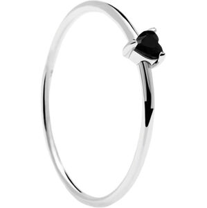 PDPAOLA MInimalistaezüst gyűrű szívvel Black Heart Silver AN02-224 56 mm