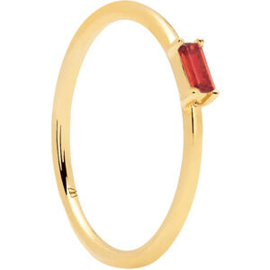 PDPAOLA Minimalistaarannyal bevont ezüst gyűrű vörös cirkónium kővel CHERRY AMANI AN01-150 54 mm