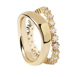 PDPAOLA Bájos aranyozott gyűrű átlátszó cirkónium kövekkel MOTION gold ring AN01-463 56 mm