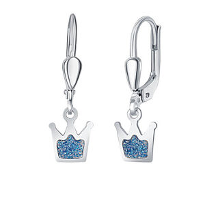 Praqia Jewellery Gyerek ezüst fülbevalók Kék korona NA6356_RH
