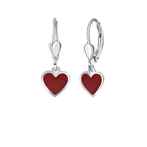 Praqia Jewellery Lányos ezüst fülbevalói Piros szív NA6489_RH