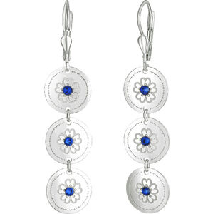 Praqia Jewellery Elegáns ezüst fülbevalók kék Saphire kristályokkal NA6074_RH
