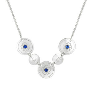 Praqia Jewellery Elegáns ezüst nyaklánc kék Saphire kristályokkal N6073_RH