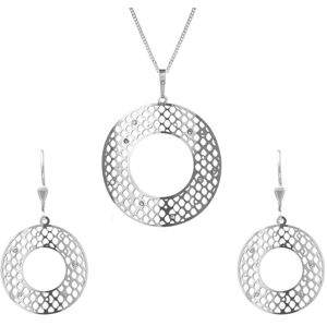 Praqia Jewellery Modern ezüst ékszer szett színtiszta kristályokkal KO1460S_NA0886 (medál lánc, fülbevaló)