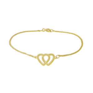 Praqia Jewellery Gyönyörű aranyozott karkötő összekötött szívekkelLovela KA6256