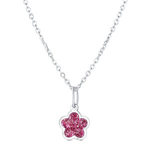 Praqia Jewellery Gyengéd ezüst nyaklánc Rózsaszín virág   KO6335_BR030_40_RH (lánc, medál)