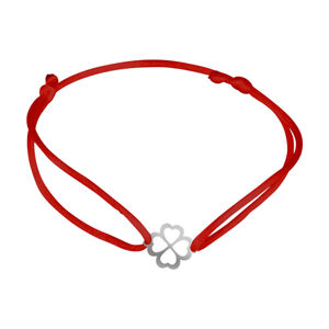 Praqia Jewellery Stílusos zsinór piros kabala karkötő  Négylevelű lóhere  KA6193