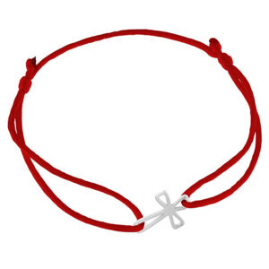 Praqia Jewellery Stílusos zsinór piros kabala karkötő Kereszt KA6214