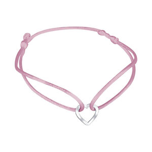 Praqia Jewellery Zsinór rózsaszín kabala karkötő Szív KA6180