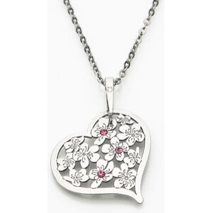 Praqia Jewellery Ezüst nyaklánc kristályokkalFlowering Heart KO5027_BR030_49_RH (lánc, medál)