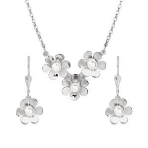 Praqia Jewellery Elegáns ezüst ékszer szett Flora N2094_NA0773_RH nyaklánc, fülbevaló)