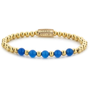 Rebel&Rose Arany gyöngy karkötő Yellow Gold meets Brightening Blue RR-60066-G 16,5 cm - S