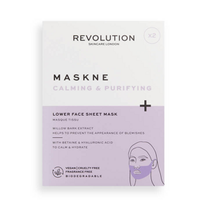 Revolution Skincare Nyugtató arcmaszk  Maskne Calming & Purifying (Lower Face Sheet Mask) 2 db