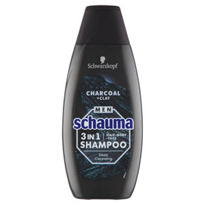 Schauma 3v1 Charocal + Clay (Hair Body Face Shampoo) 3 az 1-ben sampon férfiaknak 400 ml