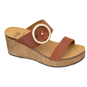 Scholl Egészségügyi papucs  - MALIBU` WEDGE Nub-W - Cognac 41