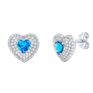 Silvego Ezüst szív fülbevaló Susan valódi kék topázzal és cirkónium kővel Brilliance Zirconia MW11360ETS