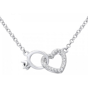 Silvego Ezüst nyaklánc szív, gyűrűvel összekötve MWN01149