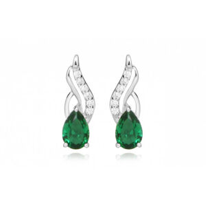 Silver Cat Divatos fülbevalók cirkónium kövekkel és smaragd üveggel SC396