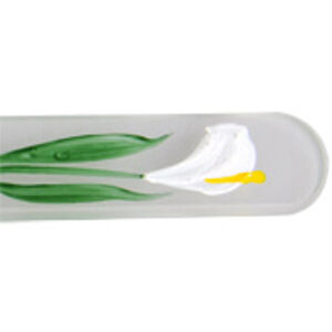 Blažek Díszített üveg körömreszelő  fehér virág