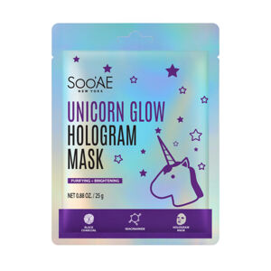 SOO`AE Tisztító és fényesítő textilmaszk  Unicorn Glow (Hologram Mask) 25 g