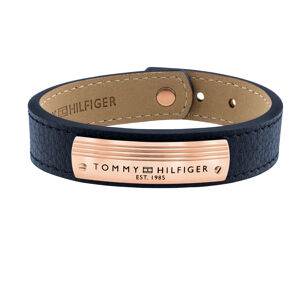 Tommy Hilfiger Elegáns sötétkék bőr karkötő TH2790180