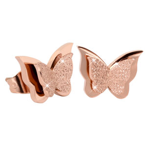 Troli Apró pillangó fülbevaló   Metal Butterfly KES-048-ROSEGOLD