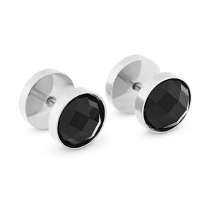 Troli Divatos acél fülbevaló fekete kristályokkal KS-139