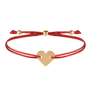 Troli Zsinór - karkötő piros/arany szív medállal