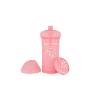 TWISTSHAKE Twistshake palack szívószállal 360 ml 12m+ pastelově růžová
