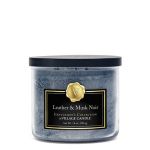 Village Candle Illatgyertya üveg mécsesben  Leather & Musk Noir 396 g