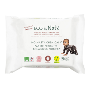 Eco by Naty Naty szagtalan nedves törlőkendő - érzékeny bőrre (20 db)