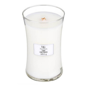 WoodWick Linen illatgyertya üvegben 609,5 g