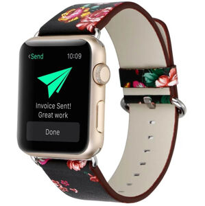 4wrist Virágmintás bőrszíj Apple Watch 42/44/45 mm